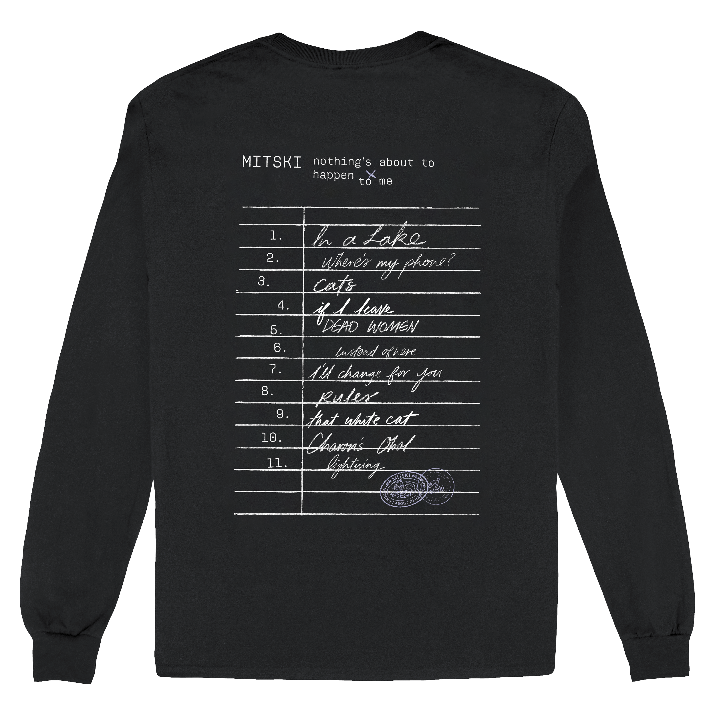 Library Stamp Long Sleeve Tee (Black)